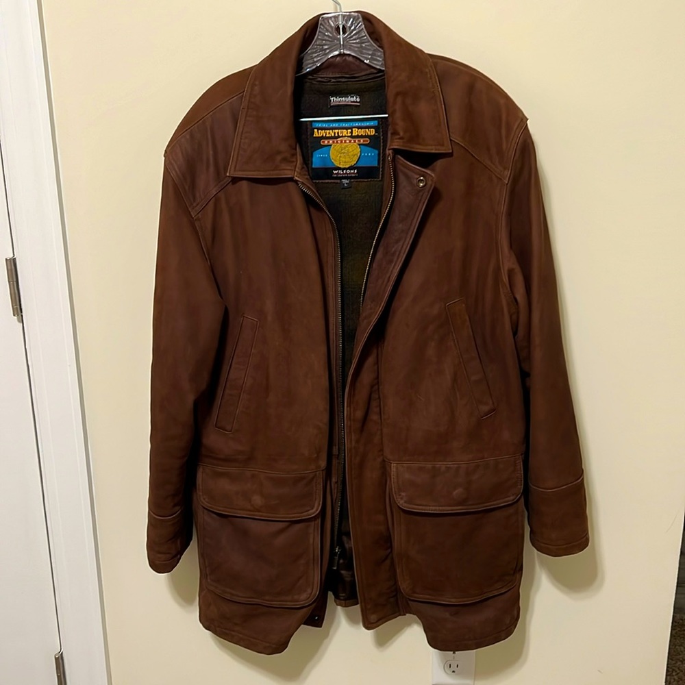 Wilsons Men’s Vintage Leather Suede Jacket / Size L / Chocolate Brown / Lining